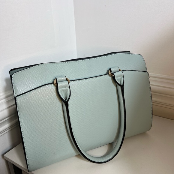 Large satchel bag shoulder bag light blue with light light green shade - Picture 2 of 14